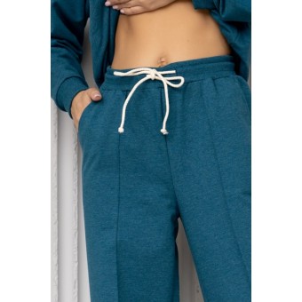 Брюки  женские       трикотажные       голубые  однотонные