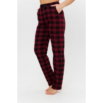 Брюки  женские       из кулирки       бордовые  Клетка Kuzina  