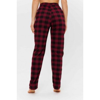 Брюки  женские       из кулирки       бордовые  Клетка Kuzina  