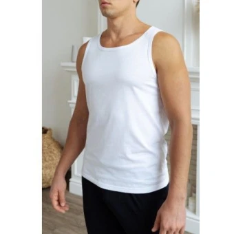 Майка  мужская       из кулирки       белая  однотонная Melado  