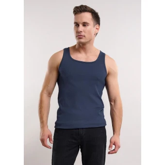 Майка  мужская       трикотажная       синяя  однотонная   