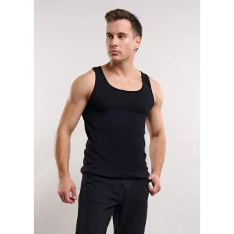 Майка  мужская       трикотажная       черная  однотонная   