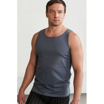 Майка  мужская       из кулирки       серая  однотонная Melado  