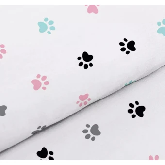 Комплект постельного белья  детский на резинке      из поплина        с наволочкой 40х60 Лапки Minki  