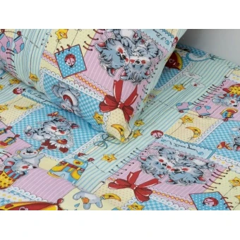 Комплект постельного белья  детский       1,5 спальный из бязи        с наволочкой 70х70 Животные Ночь Нежна  