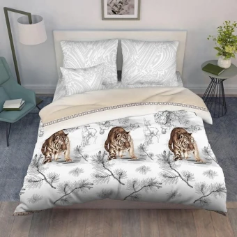 Комплект постельного белья         1,5 спальный из бязи        с наволочками 70х70 2 шт Животные Василиса  