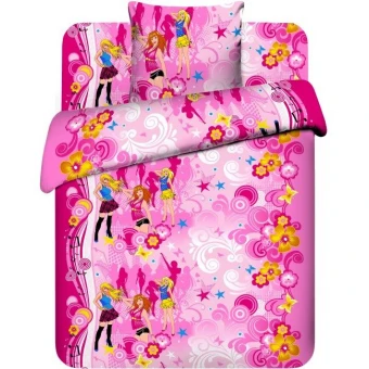 Комплект постельного белья  детский       1,5 спальный из бязи        с наволочкой 70х70 Рисунок Василиса  