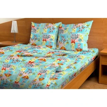 Комплект постельного белья  детский       1,5 спальный из бязи        с наволочкой 70х70 Животные Ночь Нежна  