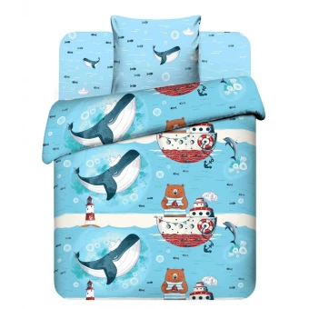 Комплект постельного белья  детский       1,5 спальный из бязи        с наволочкой 70х70 Морской Василиса  